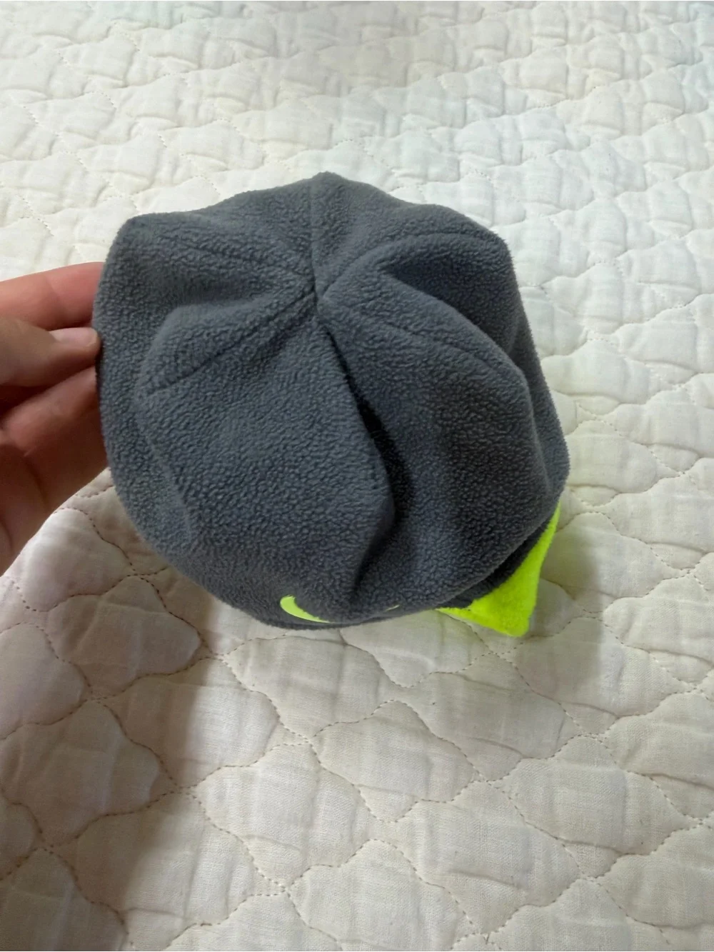 Nike Kids Gray and Neon green Fleece Hat infant size